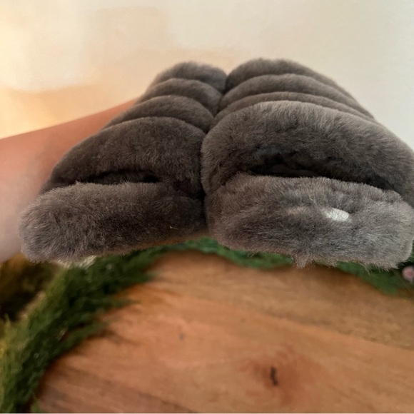 UGG CHARCOAL FLUFF YEAH SLIDE SHEEPSKIN SLIPPER SANDALS, WOMEN US Size 8 - Picture 15 of 16